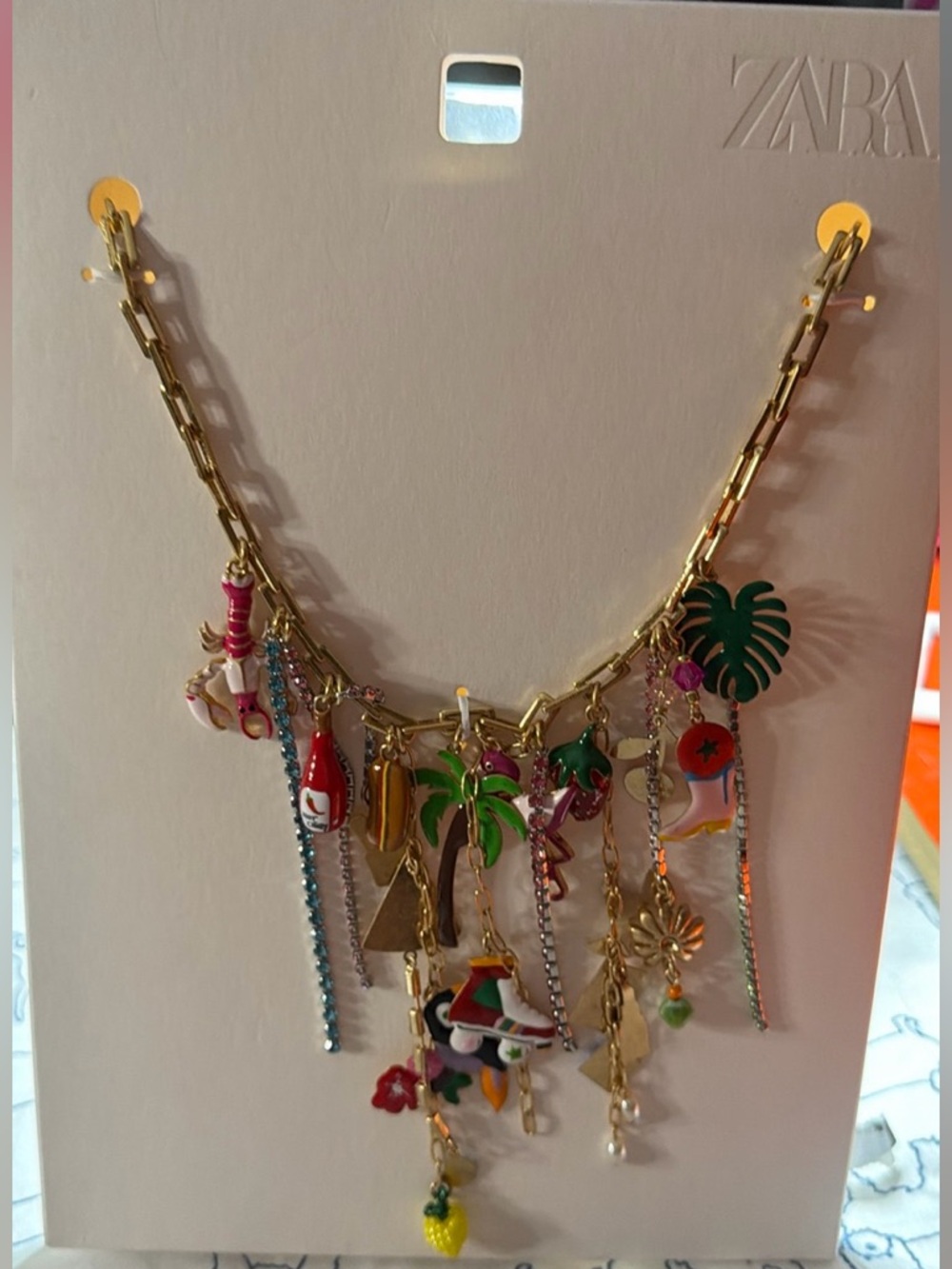 Zara charm link necklace, tropical vacation themed, festival - Picture 10 of 15